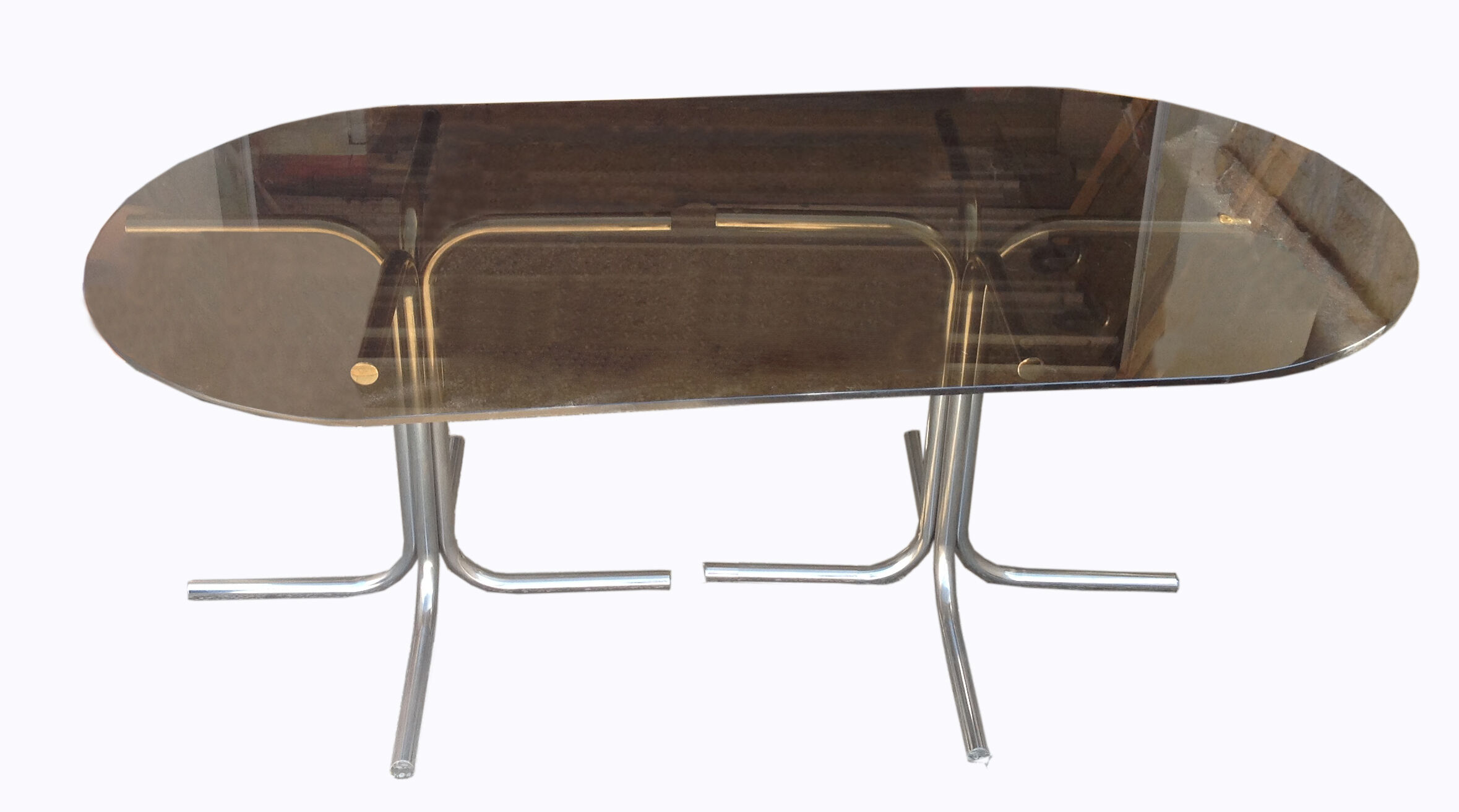Table a manger verre fume vintage années 70