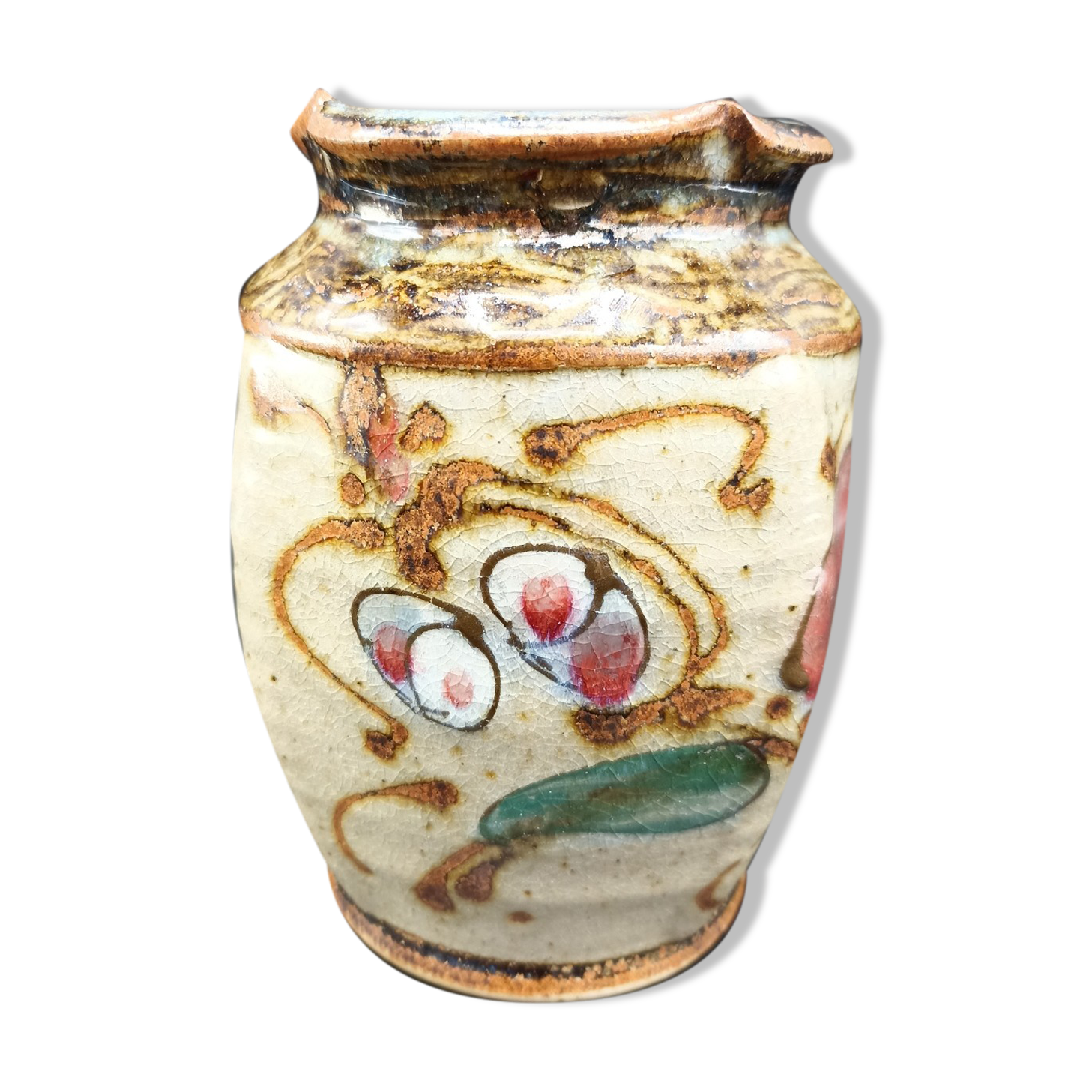 Enamelled stoneware vase Love in cage