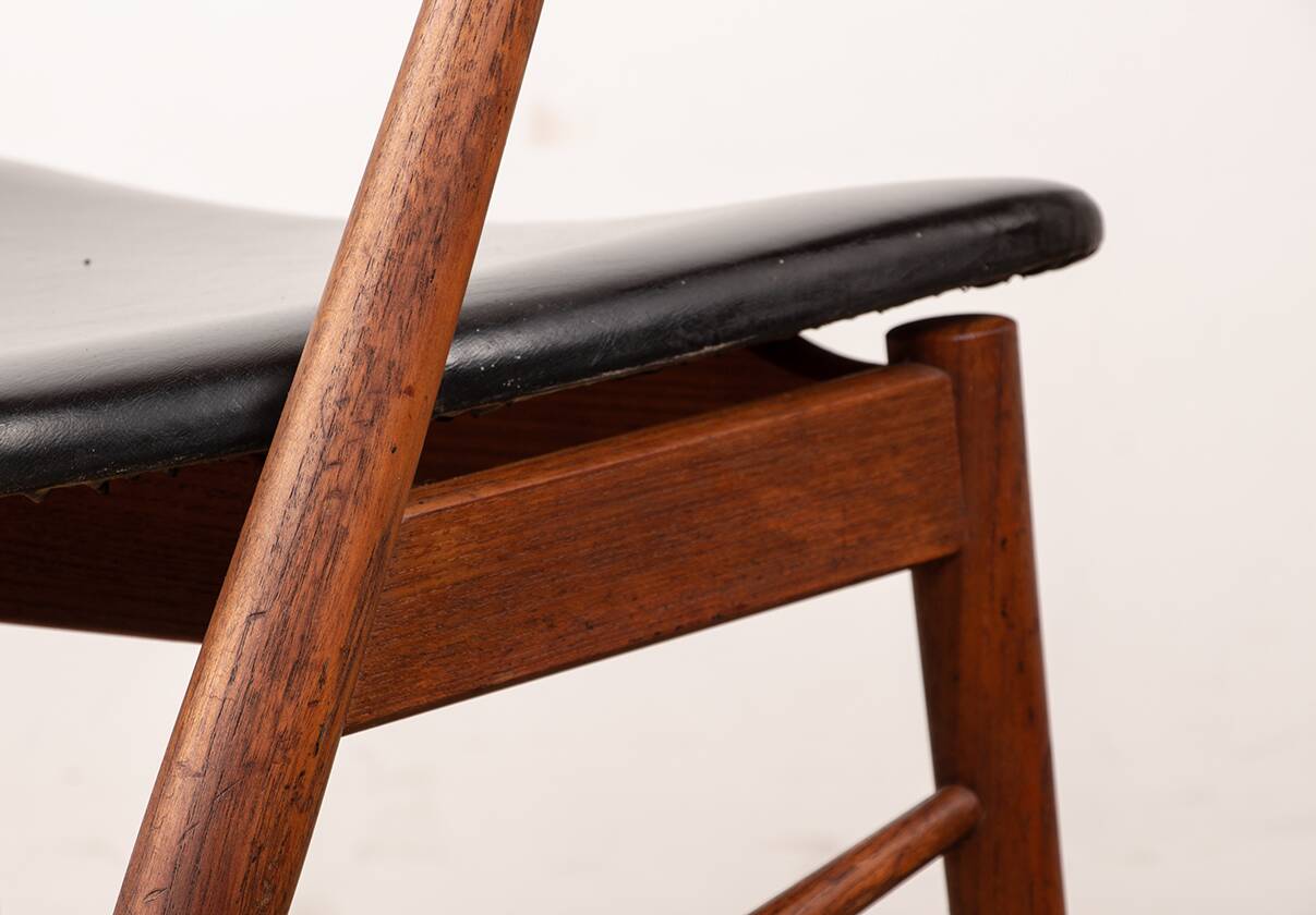 Danish armchairs in teak and skai by Helge Sibast for Sibast 1955.