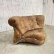 Fauteuil d'angle vintage en cuir, design italien des années 1970