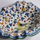 Deruta enameled ceramic bowl with bird decoration, 28 cm