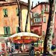 Tableau marché aux fleurs à Menton Henri Guillon