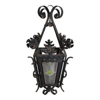 Old wrought iron stained glass lantern