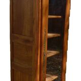 Showcase 1 glass door in solid cherry wood with sculpture - Very good condition