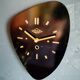 Vintage formica clock asymmetrical silent wall clock "Black Lutecia"