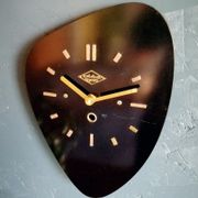 Horloge formica vintage pendule murale silencieuse asymétrique "Lutecia noir"