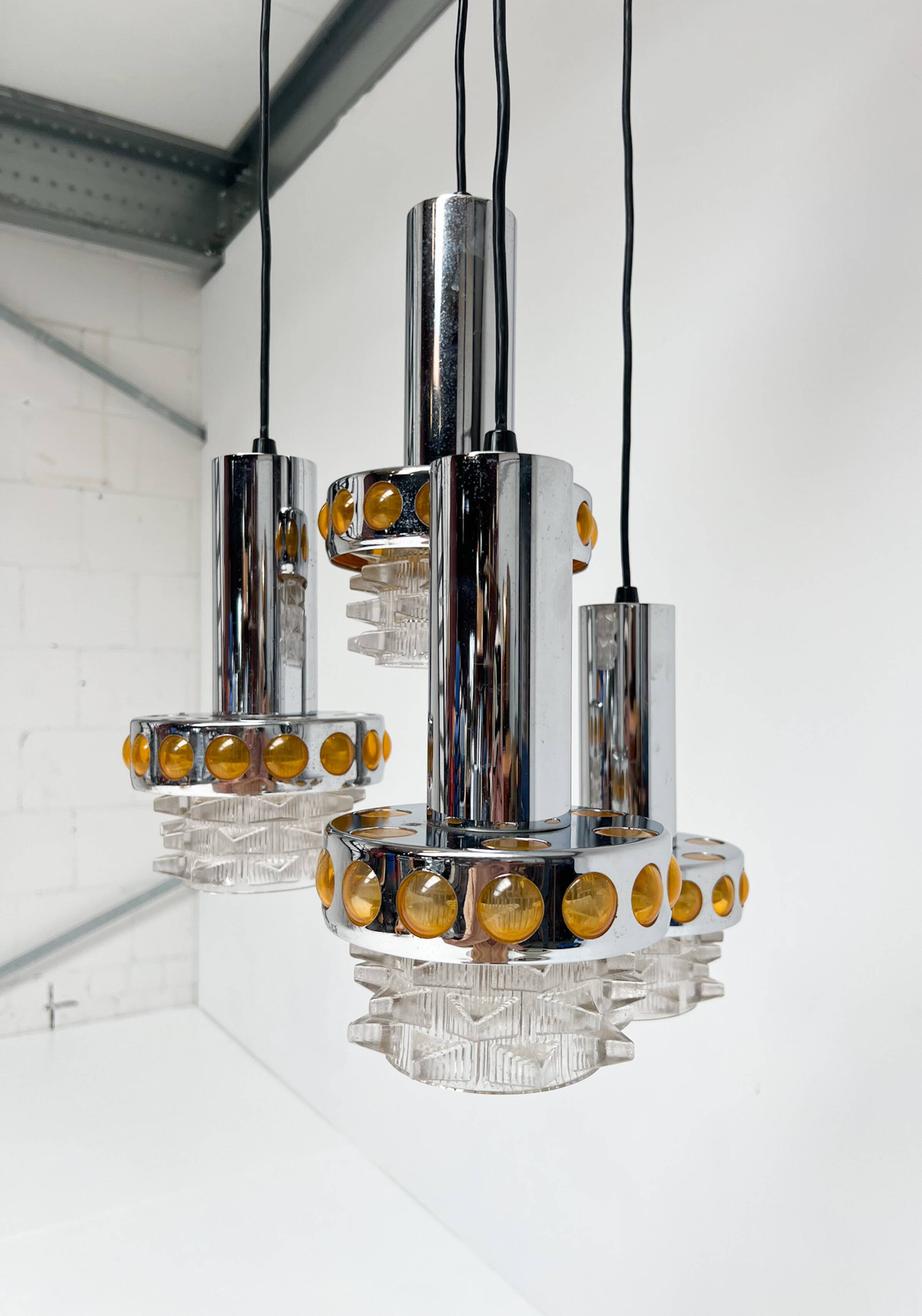 Solid Cascade chandelier with 4 lights, 1970s