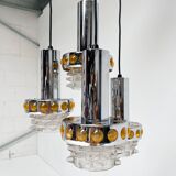Lustre Cascade massif à 4 lumières, années 1970