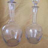 Set of 2 carafes and 4 Saint-Louis crystal aperitif glasses