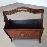 Hand paint decorated magazine holder 1960s