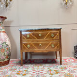 Louis XVI style commode in natural wood and marquetry, 19th century