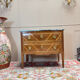 Louis XVI style commode in natural wood and marquetry, 19th century