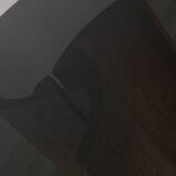 Table ronde vintage 70's en travertin et verre, design italien