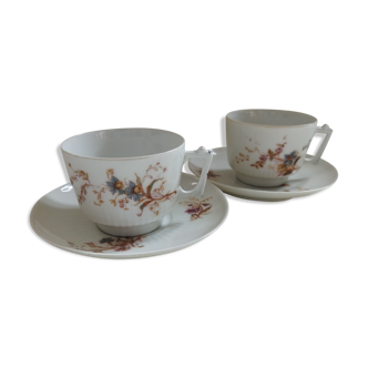 2 tasses en porcelaine de Vierzon A. Hache