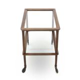Wooden trolley with glass shelves, 1950s