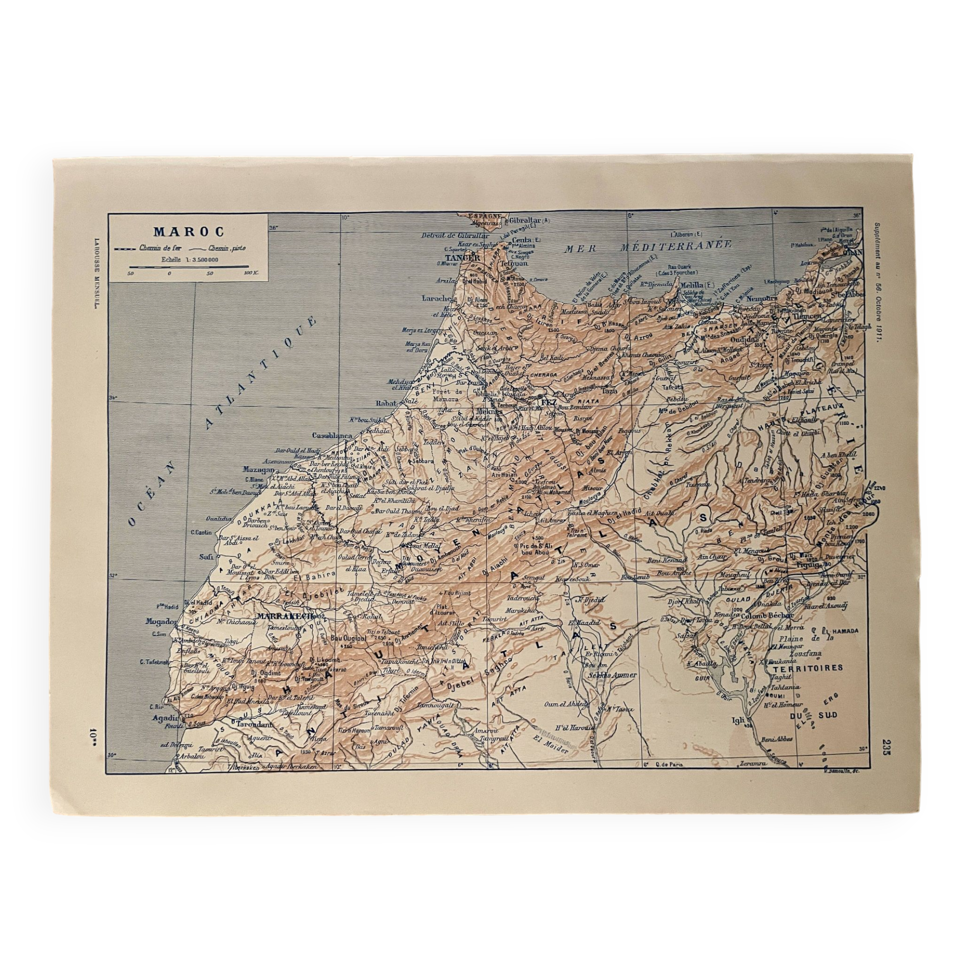 Old map of Morocco - 1910