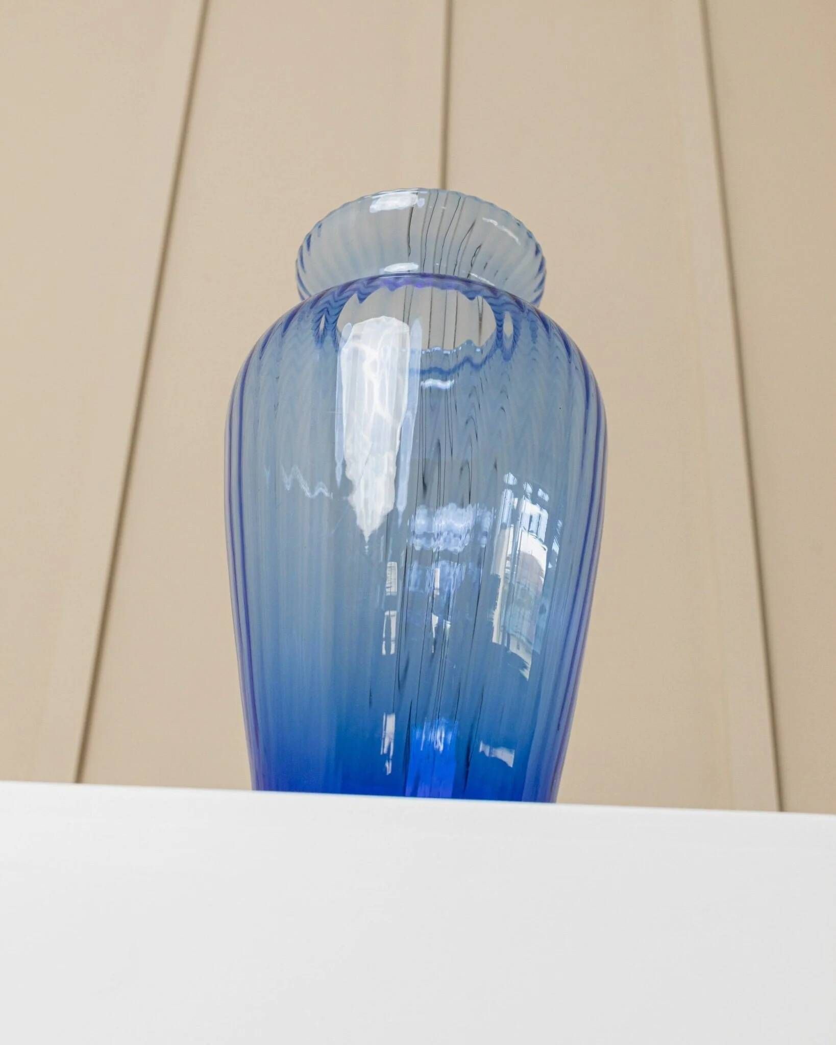 XL Murano Glass Vase in Blue, Italian Mid-Century Art Glass, 1970s