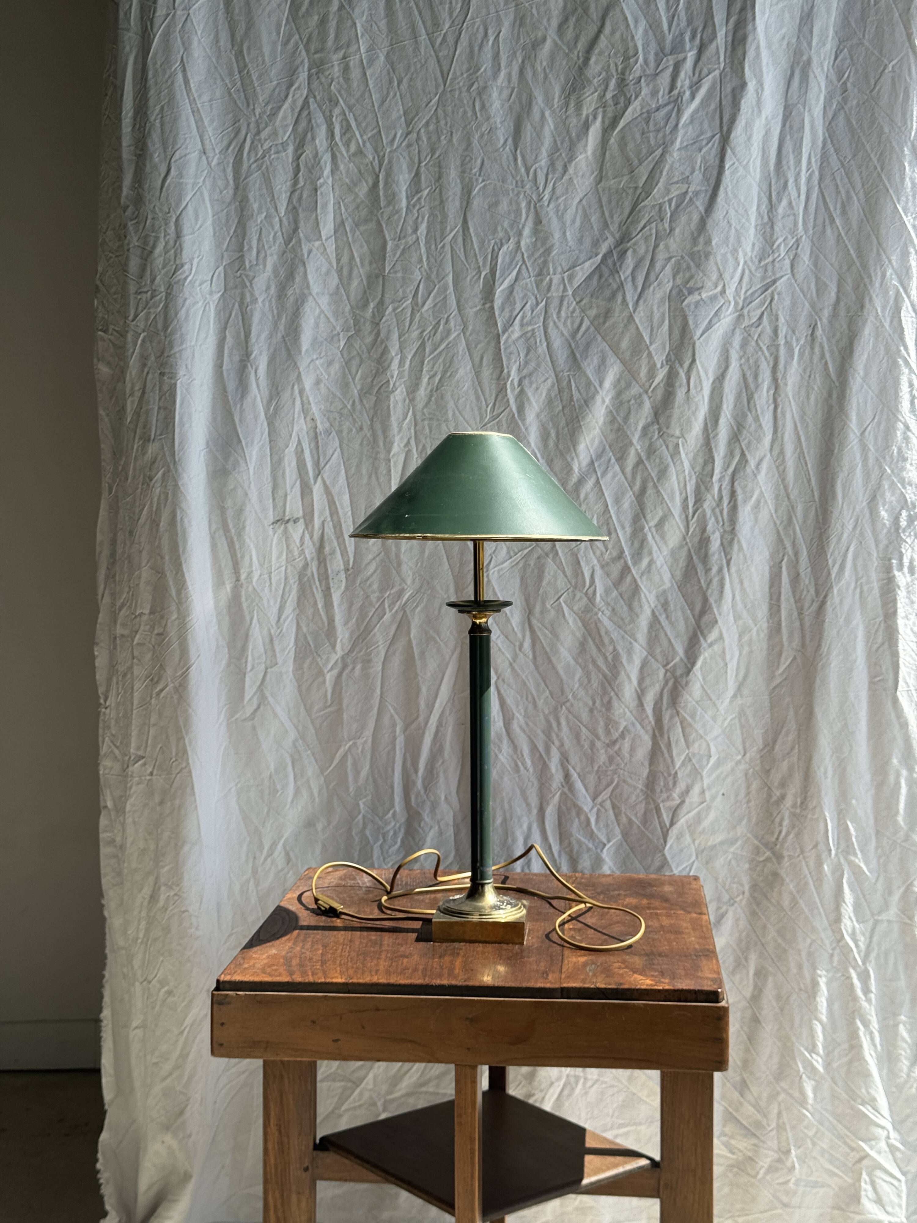 Vintage green and gold table lamp H60 D30