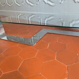 Chrome and glass coffee table from the 1970s.