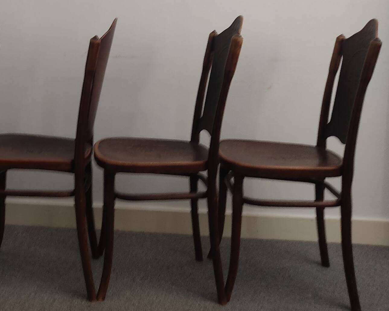 Set of 3 "Art Nouveau" chairs signed by JJ Kohn.