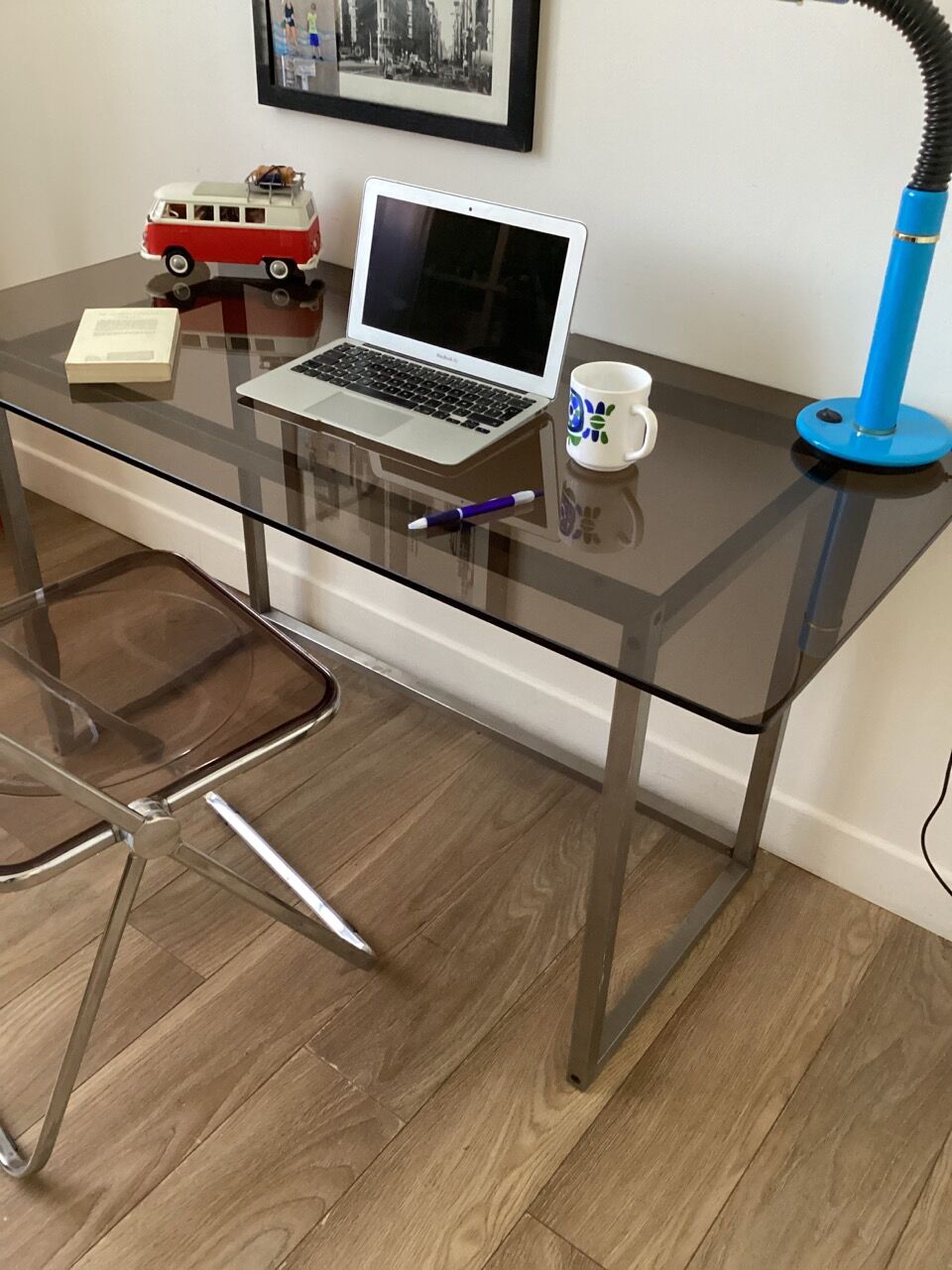 Metal and glass design desk