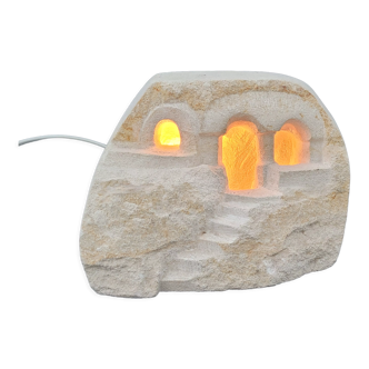 Vintage Lamp 70s Stone Sculpture by Arsène Galisson