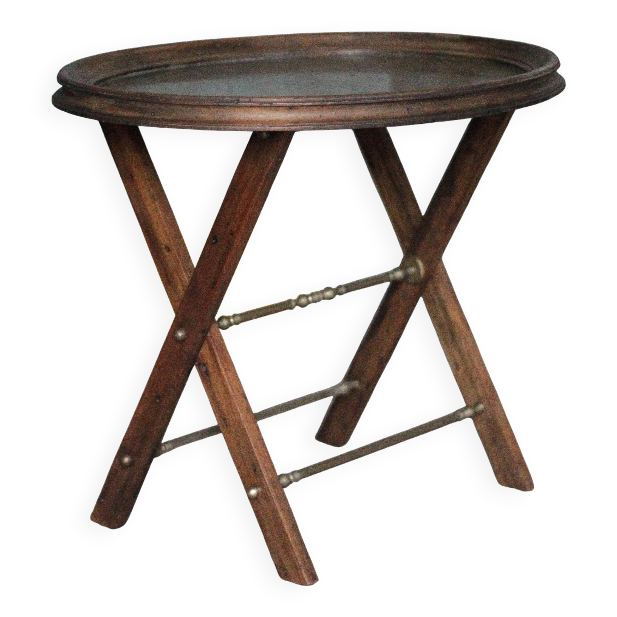 Small folding coffee table with a wooden top and brass in the Napoléon III style.