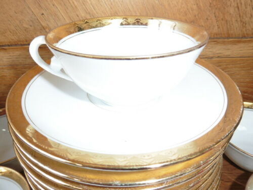 12 cups and limoges porcelain coffee saucers by A.Blin vintage Vierzon décor