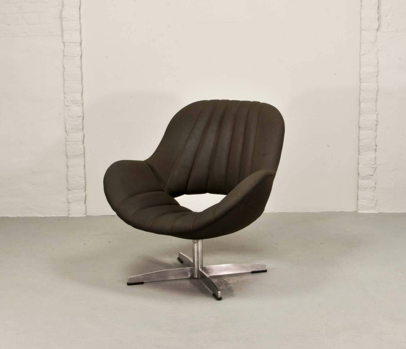 Rohé Chocolate Brown Leatherette Vintage Design Lounge Chair, 1960s