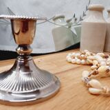 Silver metal table candle holder