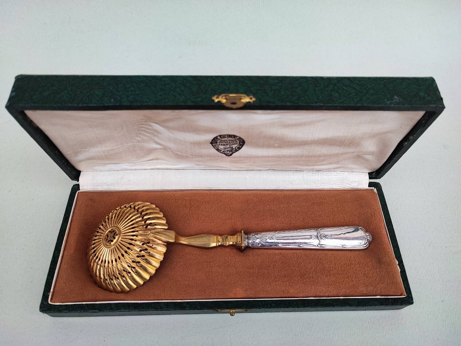Silver and gilt silver sugar sifting spoon