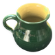 Vintage half-yellow and half-green glazed ceramic vase and pitcher