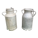 Pair of farm milk jars aluminum cans