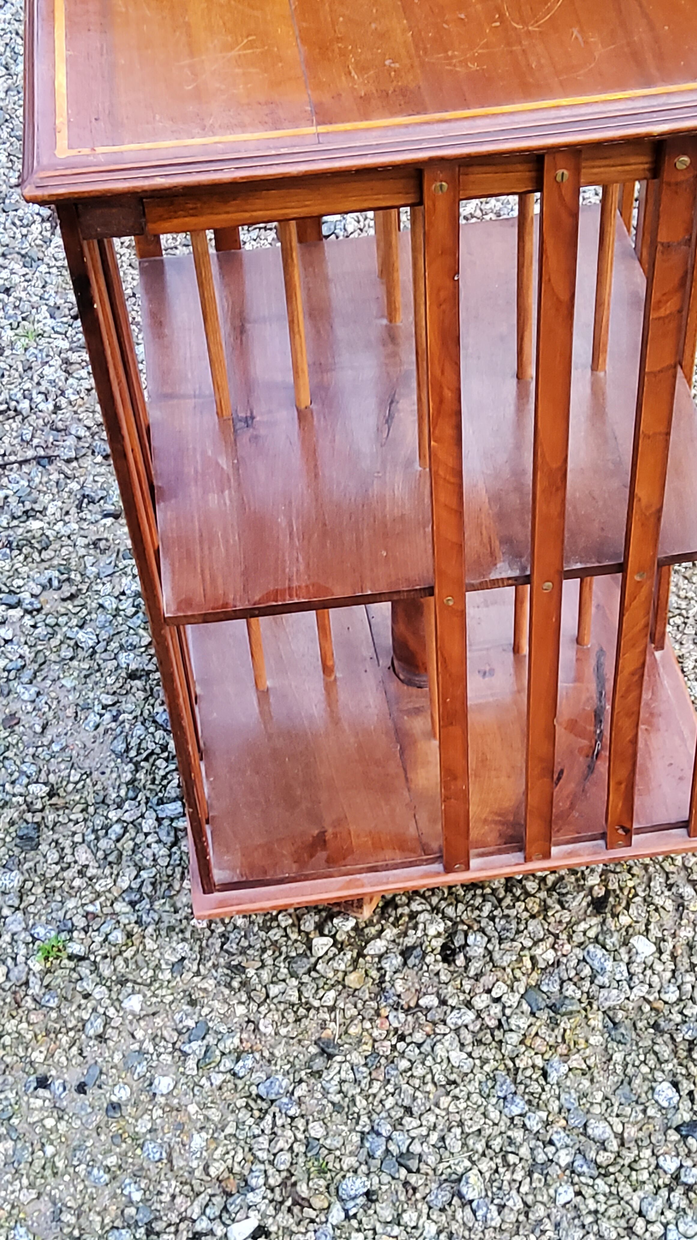 Art Deco style revolving bookcase in walnut and oak