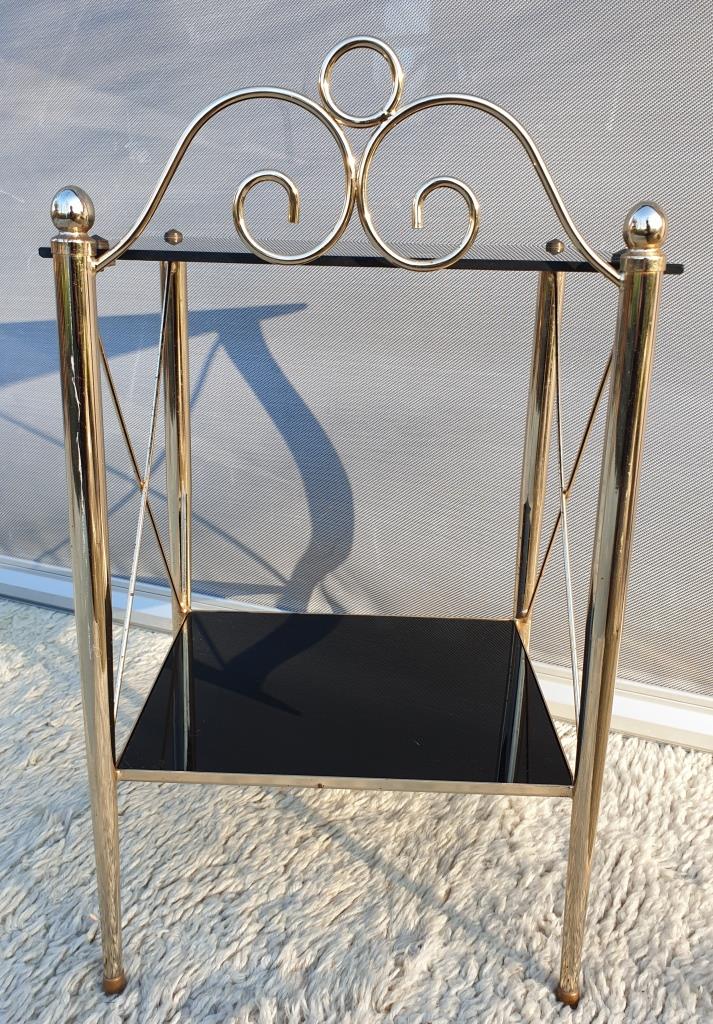 Vintage 70s gold and black opaline serving trolley