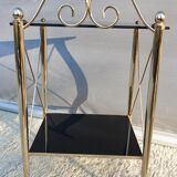Vintage 70s gold and black opaline serving trolley