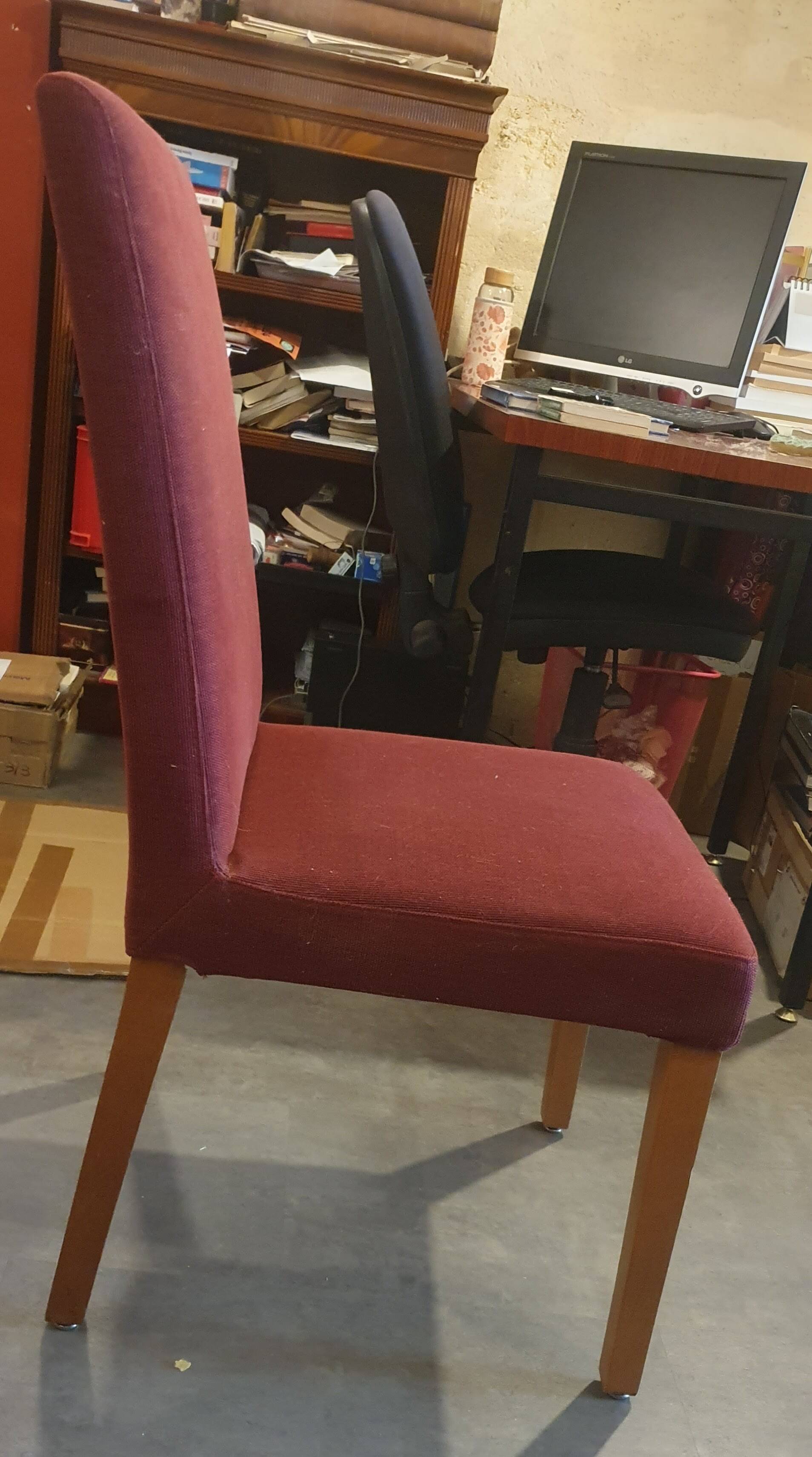 Lot 4 chaises bo concept velours rouge