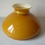 Old two-tone white and bistre caramel glass lampshade, vintage retro decoration