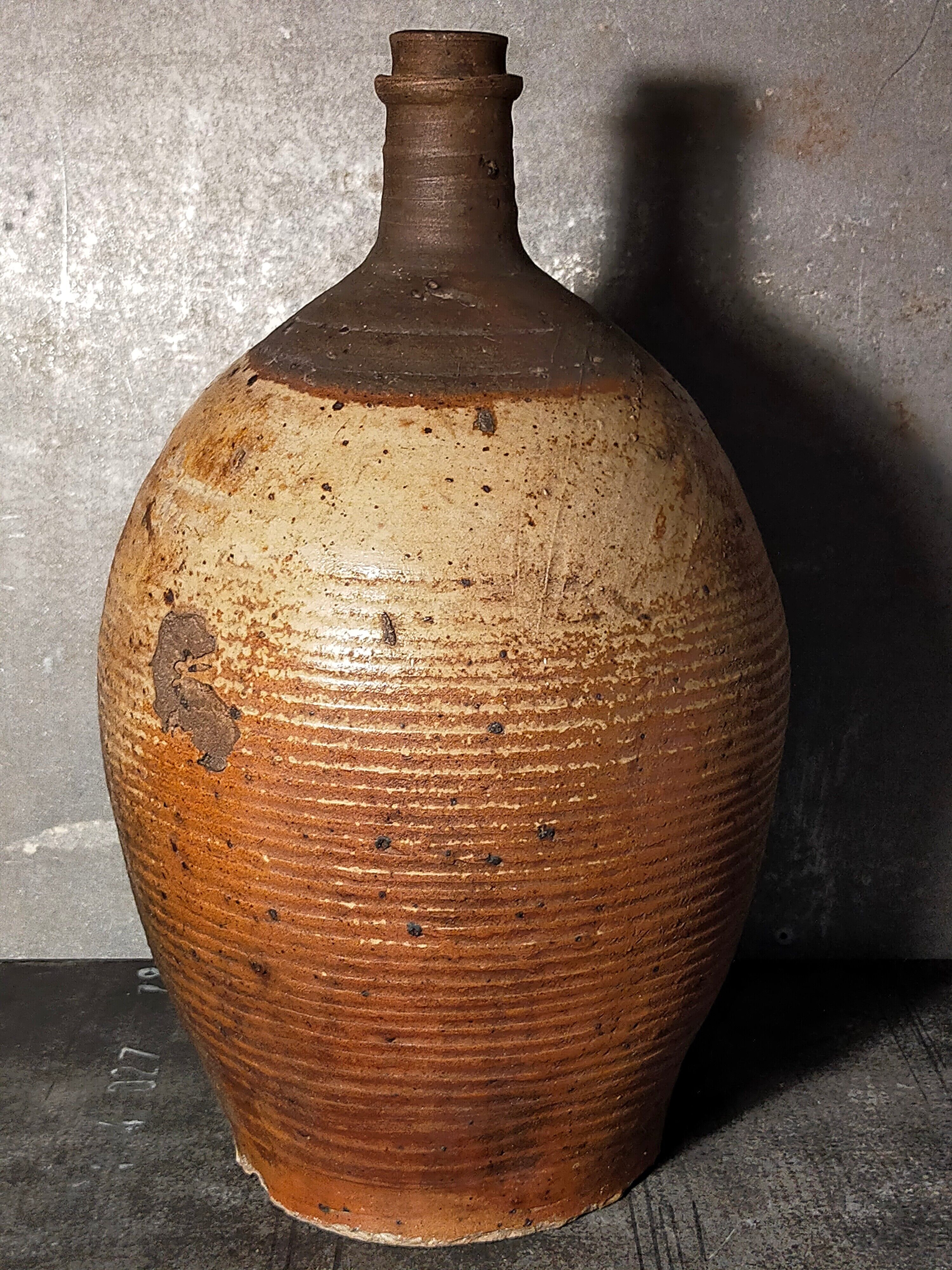 Potter bottle enamelled earth art-populaire XIXth