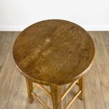 Round vintage wooden bar stool