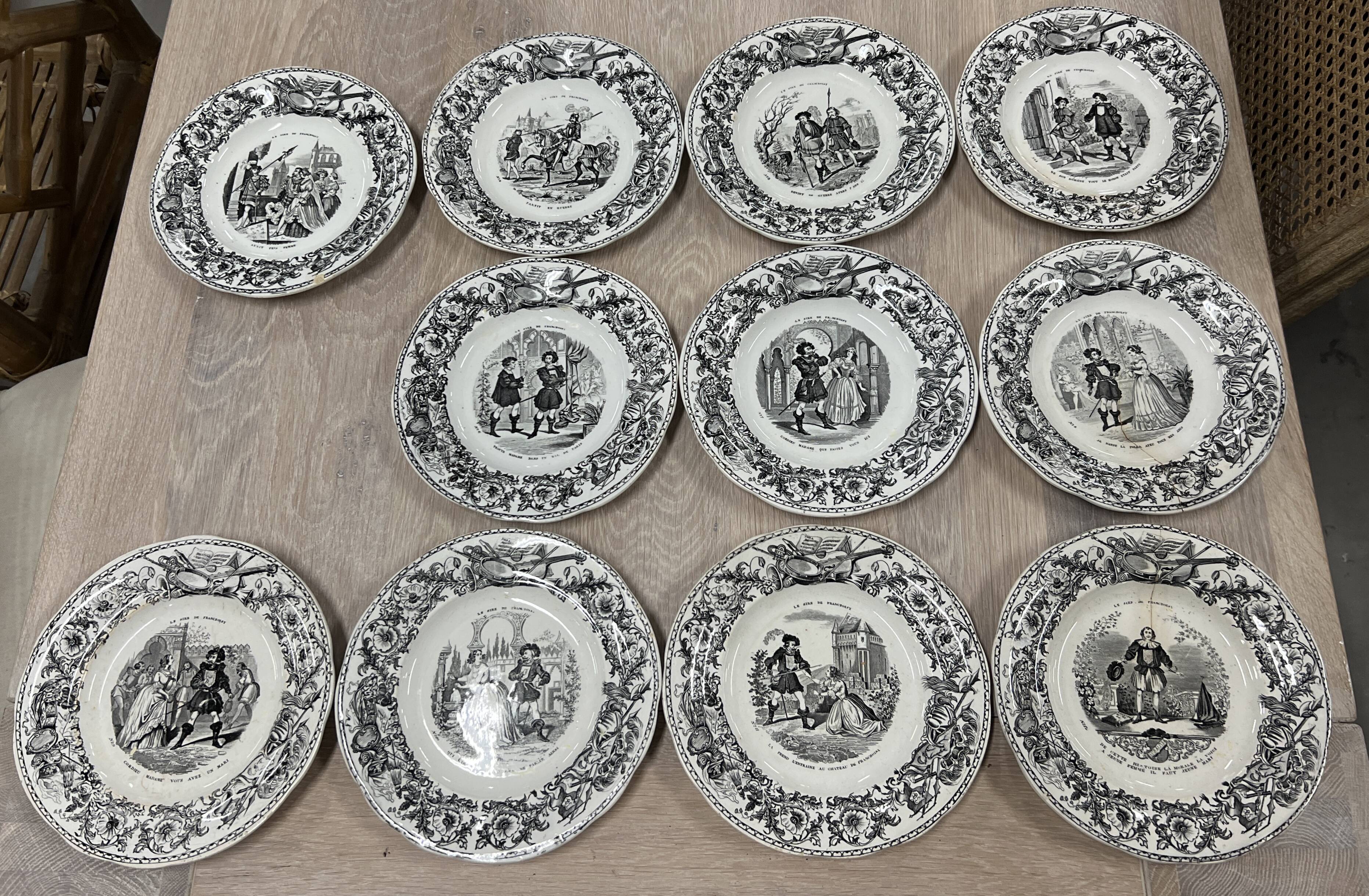 Set of 11 plates Creil Montereau LM & Cie