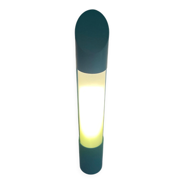Simple cylindrical wall light in opal glass and turquoise metal, 1970s, Germany