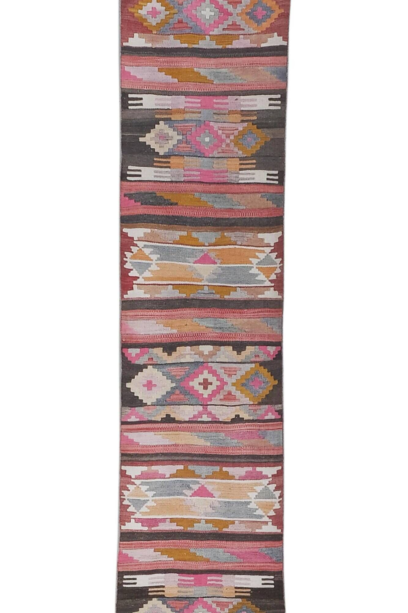 Vintage Turkish hallway rug 67x723 cm