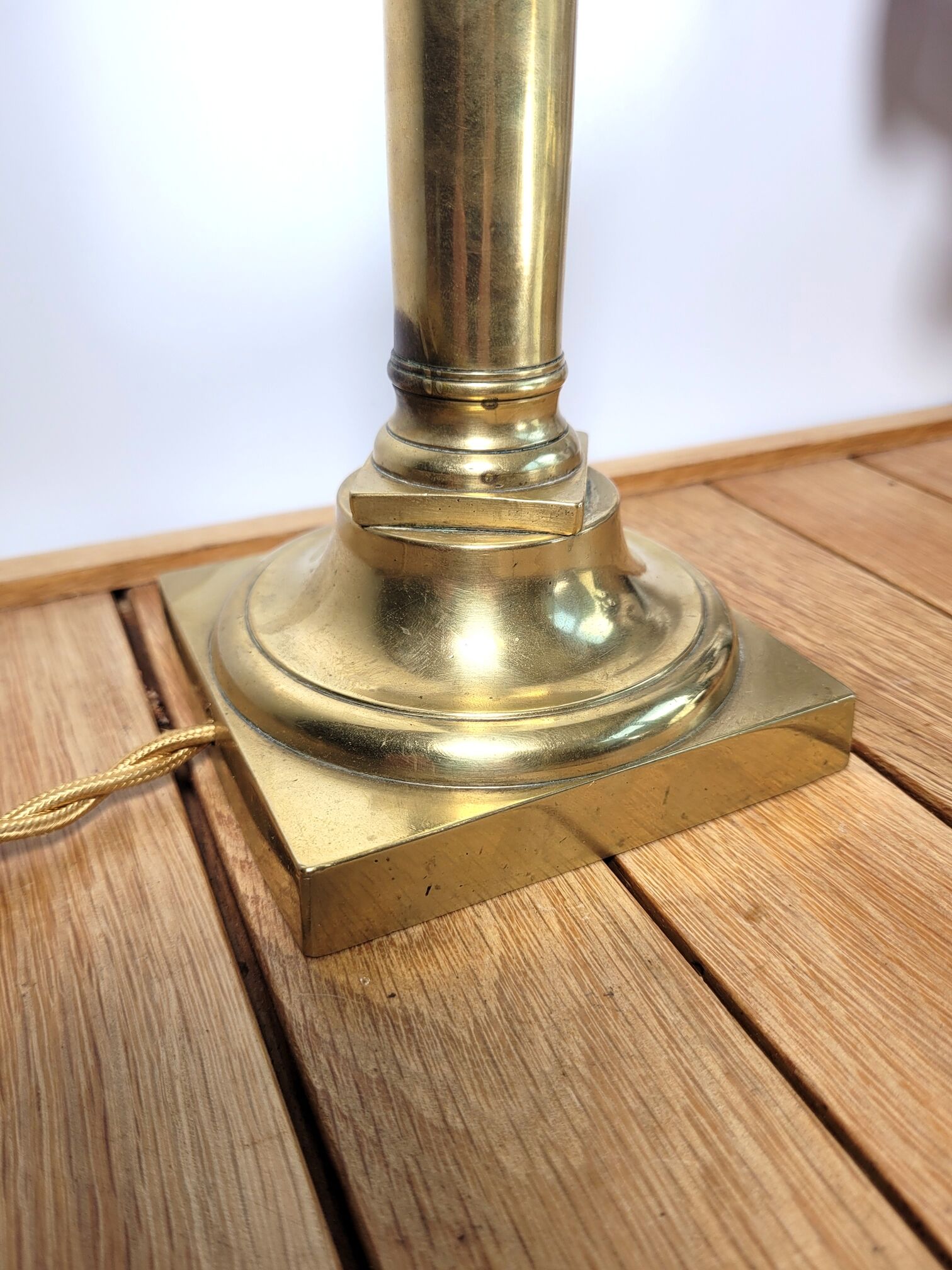 Golden brass candlestick lamp foot
