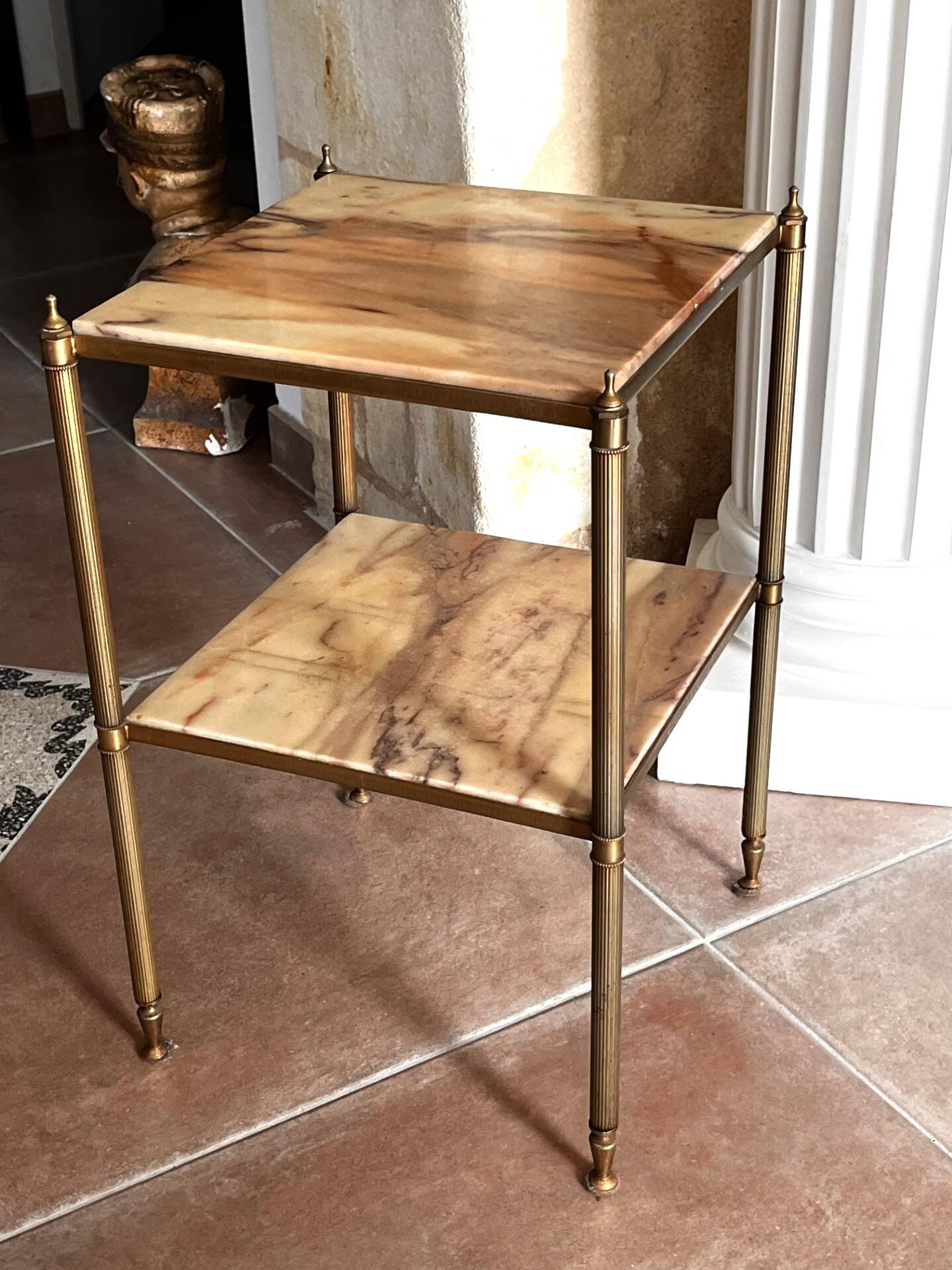 Marble and brass pedestal