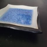 Handmade cracked blue ceramic ashtray