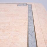 Robert Marcius Pink Tessellated Marble and Brass inlay Coffee table 1970s