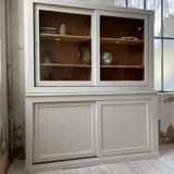 Library showcase ivory white sliding doors