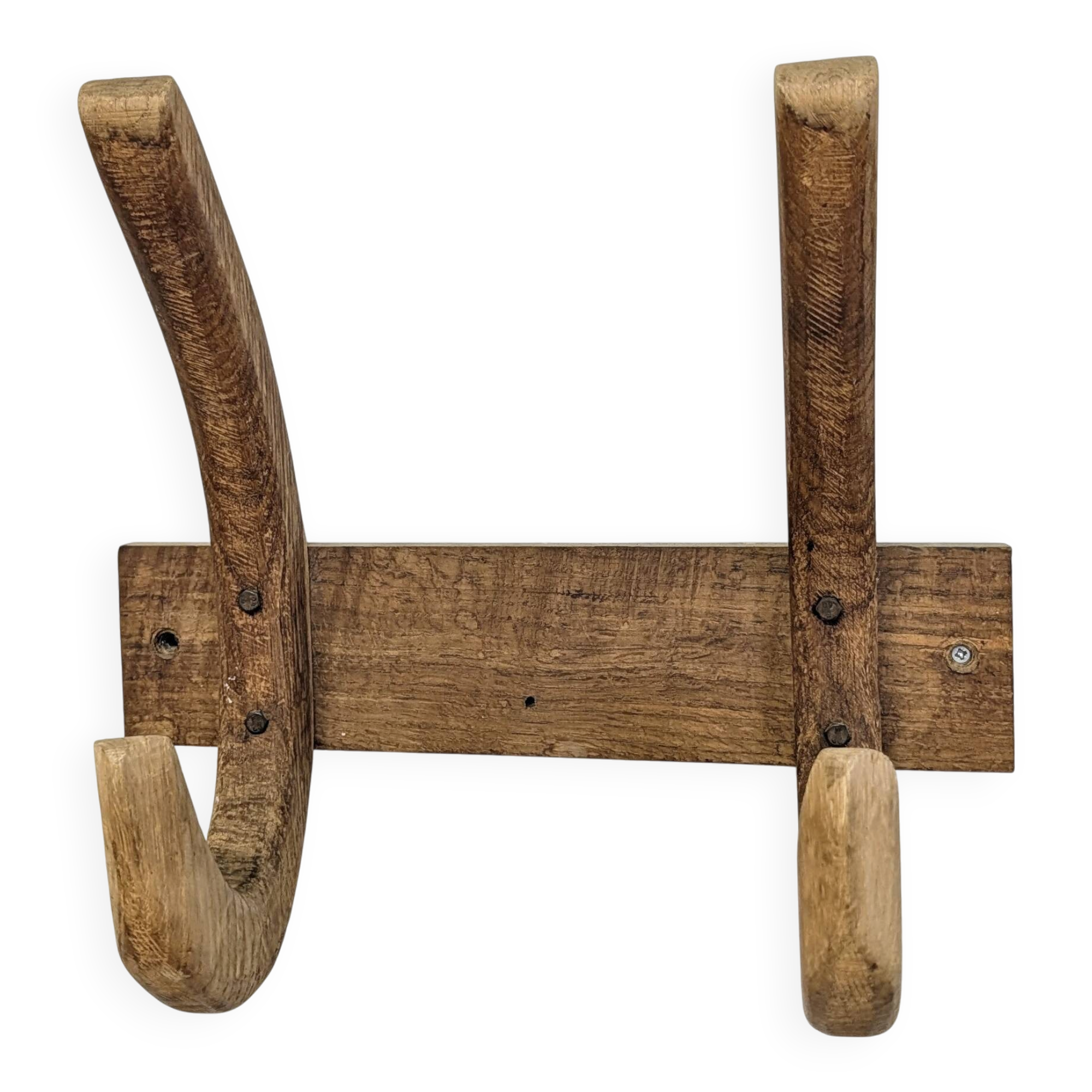 Rustic solid wood double coat hook
