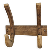 Rustic solid wood double coat hook